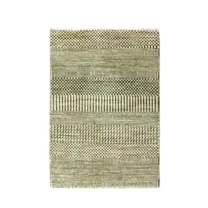 2'x3' Beige Modern Grass Design Hand Knotted Wool with Silk Mat Small Rug R76634 - Picture 1 of 5