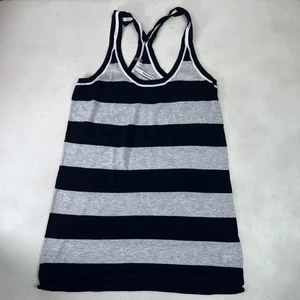 Michael Stars Striped Racerback Tank Top One Size Black Gray Casual Athleisure - Picture 1 of 9