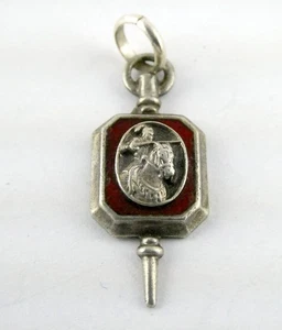 Ciondolo scuola SOOK argento sterling cavaliere a cavallo giostra smalto - Foto 1 di 15