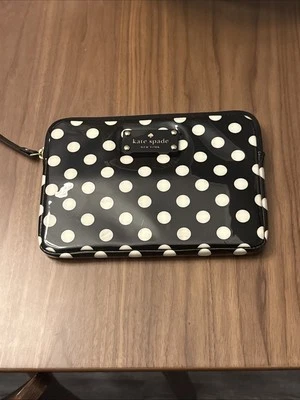 Kate Spade Ipad Mini Tablet Kindle Sleeve Pouch Zip 9.5" Black White Polka Dot - Image 1 of 3