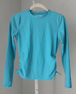 Crewcuts J. Crew Girls Turquoise Long Sleeve Rash Guard Shirt Size XL/12 UPF 50+ - Picture 1 of 5