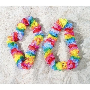 Paquete de 12 flores de color arco iris leis hawaiano - decoración tropical del desfile del orgullo gay - Imagen 1 de 1