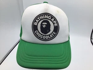 AUTHENTIC A BATHING APE BAPE Chocolate MESH CAP TRUCKER HAT Green - Picture 1 of 5