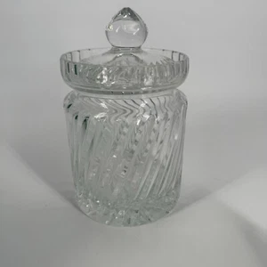 Vintage Crystal Swirl Pattern Biscuit Barrel, Cookie Jar, Glass Candy Jar - Picture 1 of 13