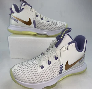 Nike LeBron Witness 5 Shoes Summit White Metallic Bronze CQ9380102 Mens Size 9.5 - Picture 1 of 7