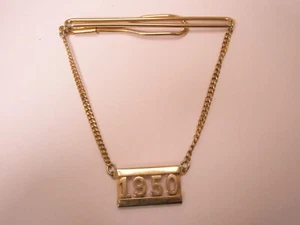 1950 Birth Year Anniversary Vintage Cuban Link Chain Pendant SWANK Tie Bar Clip - Picture 1 of 6