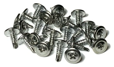 #8 x 1/2 Phillips Washer Head Self Tapping Chrome Trim Screws (Qty-25) #1968 - Image 1 of 4