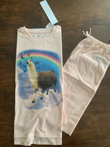 NWT GAP KIDS GIRLS LOOSE FIT POLYESTER PAJAMA SET 12YEARS LLAMA REG$44 - Picture 1 of 5