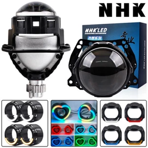 Lente Proyector NHK 2.5"" Bi LED RGB LED Ojos de Ángel Cubierta DRL Faro Retrofit - Imagen 1 de 27