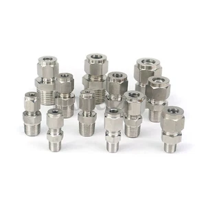 304 Stainless 1/8" 1/4" 3/8" 1/2" NPT Male-Fit Metal Tube  Pneumatic Fitting - Picture 1 of 37