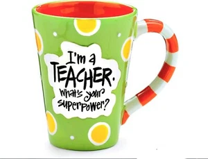 "Ich bin Lehrer Was ist deine Superkraft?" Kaffee Tee Becher Tasse gepunktet - Burton - Bild 1 von 5