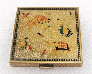 Art Deco Compact Enameled Cloisonne Volupte USA Eastern Asia Indian Art Vintage - Picture 1 of 5