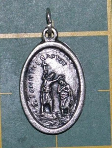 SAINT JOHN THE BAPTIST Medal Pendant, SILVER TONE, 22mm X 15mm, MADE IN ITALY - Picture 1 of 2