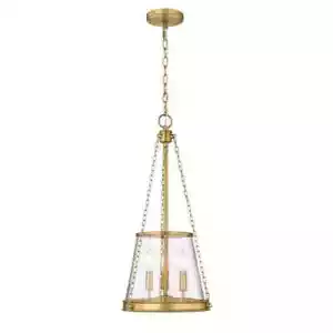 Z-Lite Prescott 12 in 3-Light Empire Pendant Rubbed Brass with Clear Glass Shade - Picture 1 of 7