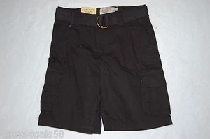 Boys Bermuda Shorts BLACK Six Pockets CARTERS Belt 7 - Picture 1 of 2