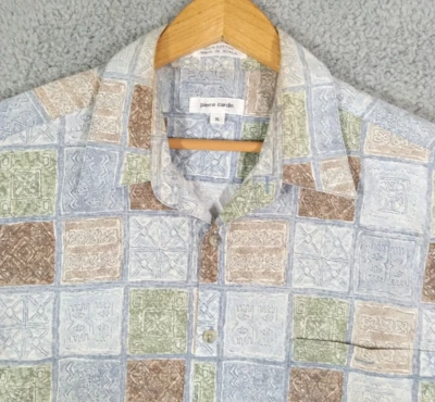 Pierre Cardin Short Sleeve Button Up Shirt Men Sz XL Aztec Mayan Print Camp - Image 1 of 4