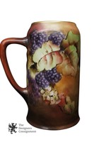 Antique Tankard Hand Painted Limoges Blackberries W/ Gold Trim Autumn Stein Beer