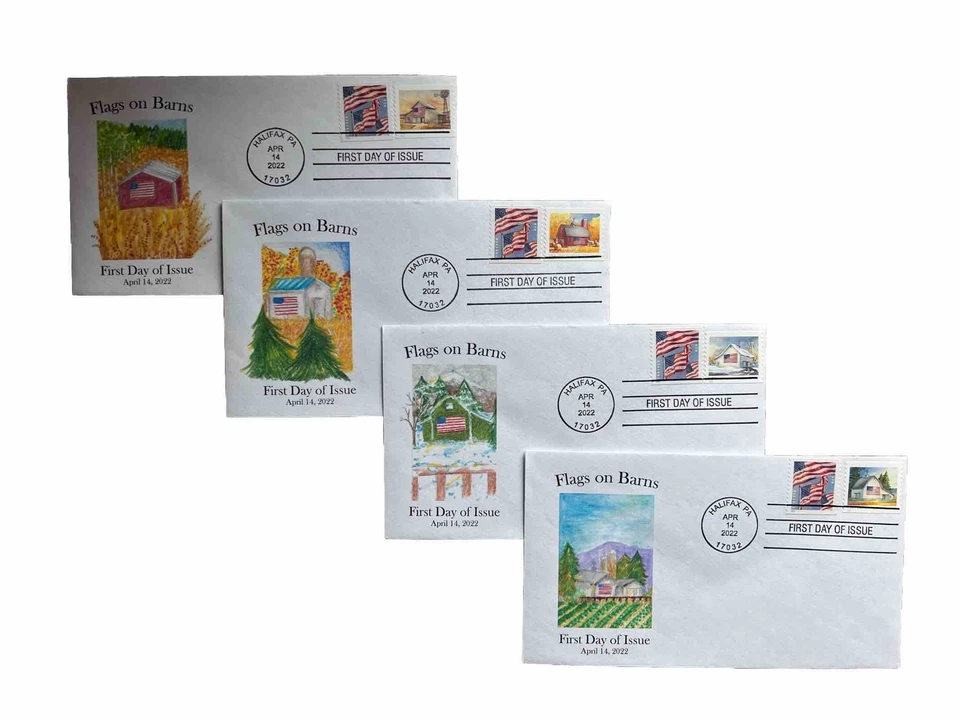 2022 10c Presort Flags on Barns 'Full Set' First Day of Issue w/Forever Flag - Image 1 of 4