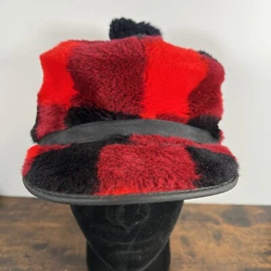 Vintage United Hatters Cap Red/Black Plaid Quilted Fleece Hat Hunting - Picture 1 of 10