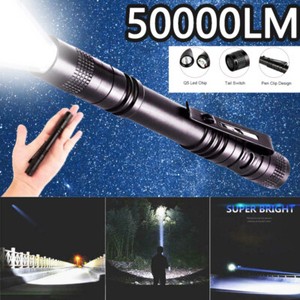 50000LM Mini LED Penlight Flashlight Torch Clip Pocket Waterproof Lamp Light AAA