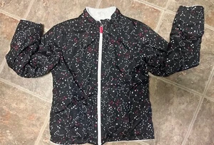 Girls Black Printed Lightweight Fleece Lined Coat Stars Constellations XL 14/16 - Picture 1 of 7