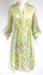 60s Vintage Elinor Simmons for Malcolm Starr Burnt Out Chiffon Floral Silk Dress - Bild 1 von 18