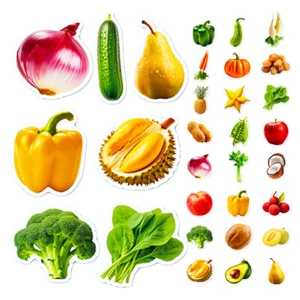 50 Sheets Fruit and Vegetable Stickers Child Food for Kids Fridge Decals - Picture 1 of 12