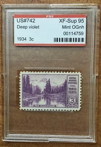US # 742 1934 3 Cent Mt. Rainier PSE XF 95-Sup Mint OGNH  Encapsulated Stamp - Picture 1 of 1