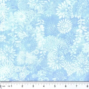 Printed Batiks Light Blue Flowers 100% cotton fabric PICK SIZE - Picture 1 of 1