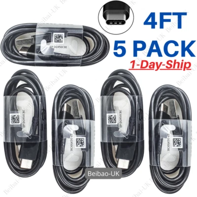 5Pack Type C Cable Lot USB C Fast Charger Charging Cord 4FT For Samsung Android - Image 1 of 4