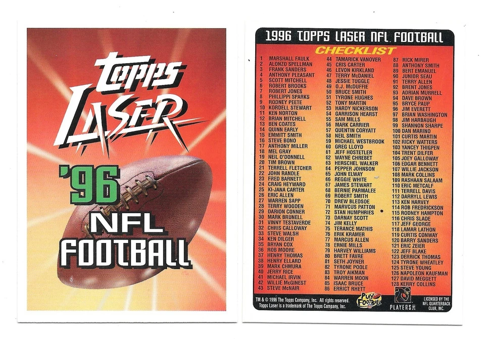 1996 Topps Laser Football Die Cut Singles Pick 1 Card From List EXC - Image 1 of 1