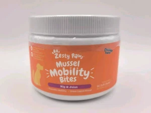 Zesty Paws Mussel Mobility Bites Hip & Joint 90 Dog Chews Glucosamine & Omega 3 - Picture 1 of 5