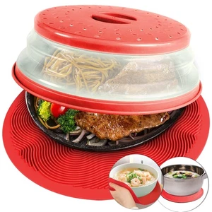 2 In 1, Microwave Mat & Food Cover- 12" Mat as Bowl Holder, Cover for Splatte... - Foto 1 di 6