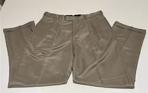 Croft & Barrow Pants Mens 36x32 Taupe Pleated Front Cuffed Microfiber NWT - Picture 1 of 12