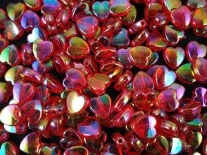 Beads Plastic Red Rainbow Hearts 100g DIY Jewellery Necklaces Bracelets - Bild 1 von 3
