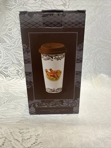 Spode Woodland Ceramic Travel Mug Golden Retrievers Floral Dogs With Lid - Picture 1 of 11