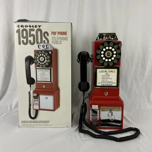 Retro Crosley Red Payphone Wall Mounted Telephone TESTED WORKS - Photo 1/17