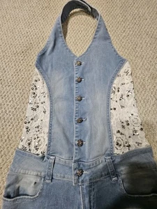 Girls Overalls Jeans Design Sparkly Teenagers Stunning Jumpsuit Jumper Denim - Picture 1 of 8