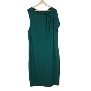 Abito tubino donna Eloquii 24 verde asimmetrico plissettato cocktail formale chic - Foto 1 di 13