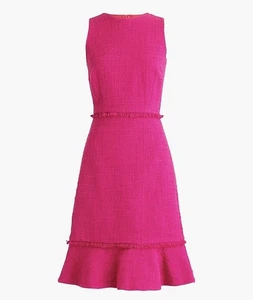 J. Crew Womens Fluted Hem A-line Midi Pink Dress In Textured Cotton Tweed Size 6 - Picture 1 of 7