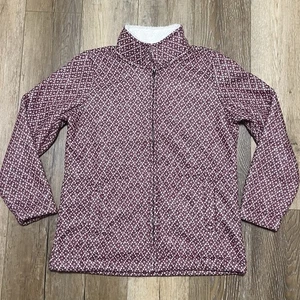 LL Bean Diamond Jacquard Anorak Full Zip Fleece Jacke Lg Rot Wandern Herbst 296574 - Bild 1 von 7