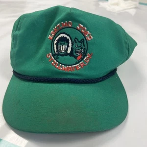 Vintage 80s Eskimo Joe’s Green Rope Bill Stillwater, OK. Hat Leather Strapback - Picture 1 of 3