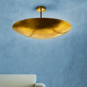 6 Light Elegant Ceiling Flush Mount light Pendant Mid Century Modern Raw Brass - Picture 1 of 6