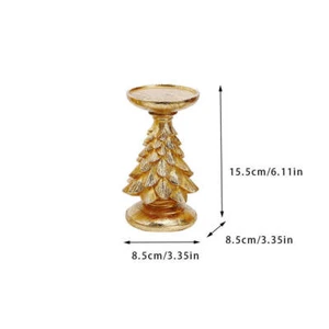 NNEDSZ Gold Christmas Tree Candle Holder - Elegant Resin Pillar Stand, 15.5cm Fe - Picture 1 of 4