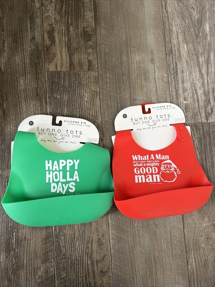 Bella Tunno Tots Silicone Green Bib 2 Happy Holla Days Baby Food Catch Pocket