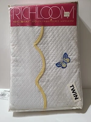Colcha de mariposa Richloom 1991 doble cobertor tejido bordado matelasse vintage  Foto 1 de 4