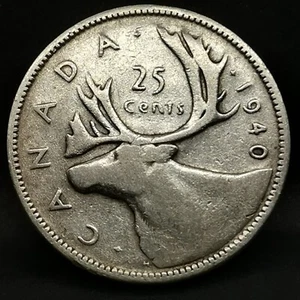 25 CENTS 1940 SILBER 800‰ GEORGE VI KARIBU KANADA / SILVER - Bild 1 von 2