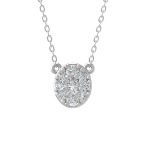 Sterling Silver Lab Grown Diamond Composite Pendant Necklace 18" Silver Chain - Picture 1 of 5