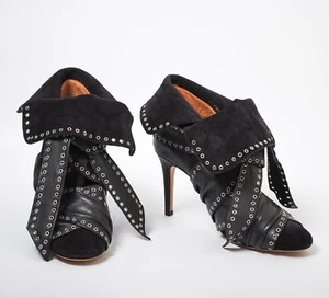 Isabel Marant Women Black Ankle Boots Suede High Heels Studded Stilettos US 7 - Picture 1 of 8