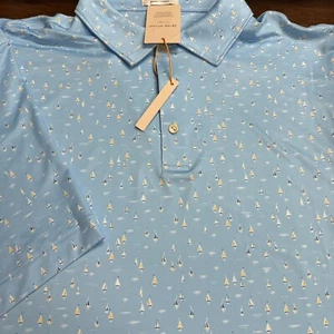 Peter Millar Mens Sailboats Print Performance Polo Mens Size XL No Logo NWT - Picture 1 of 8